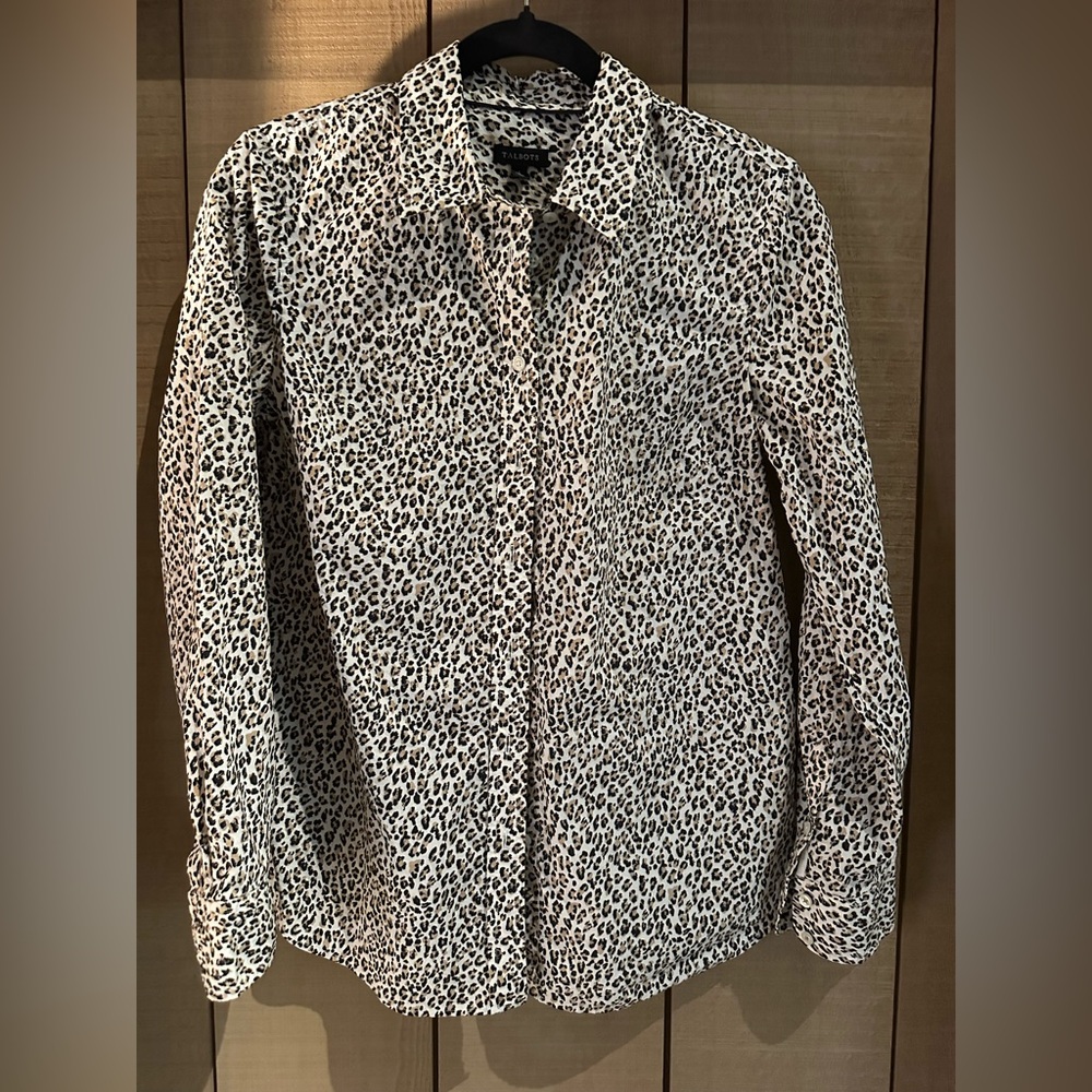 Talbots leopard print 100% cotton blouse